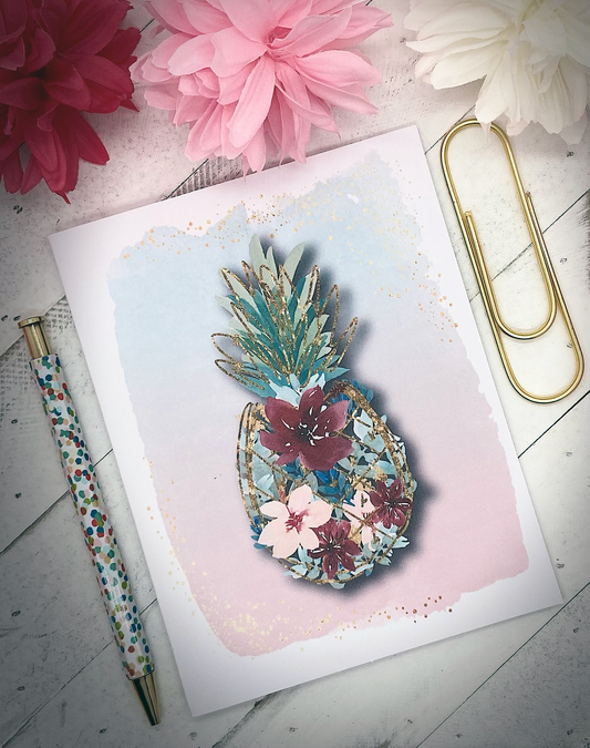 Everyday Greeting Card - Floral Pineapple - Single Card