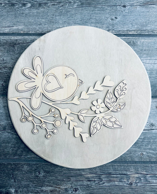 Take-n-Paint DIY Wooden Sign Kit - Floral Bird