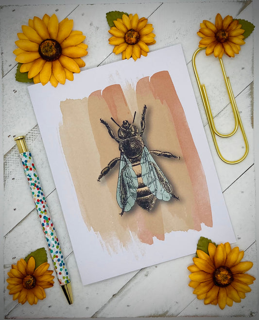 Everyday Greeting Card - Sunflower Bee - Single Greeting Card