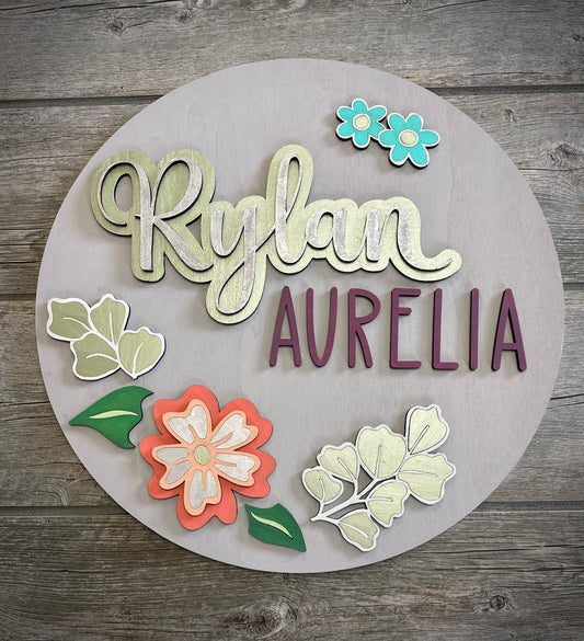 Take & Paint DIY Wooden Sign Kit - Floral Sign with Name