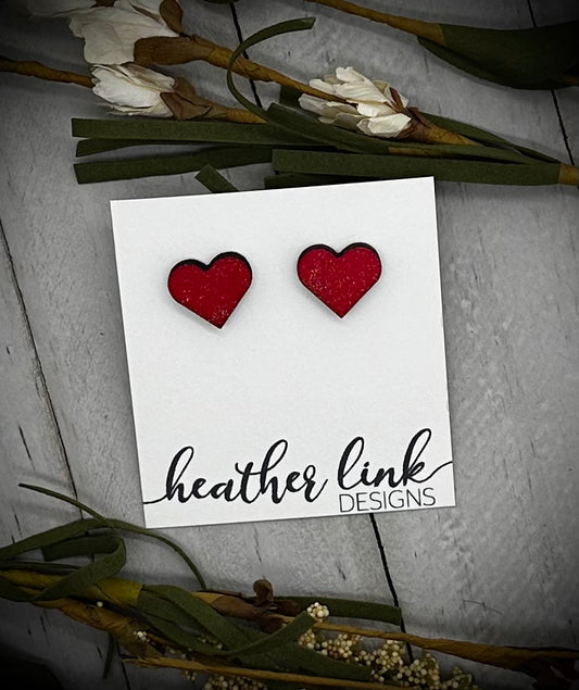 Red Heart Stud Earrings