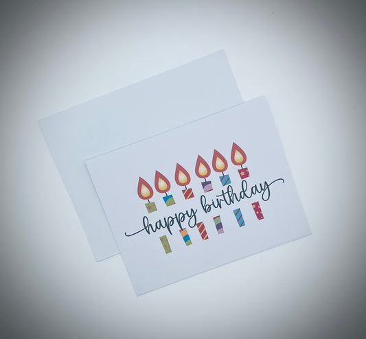 Happy Birthday Candles - Single Greeting Card