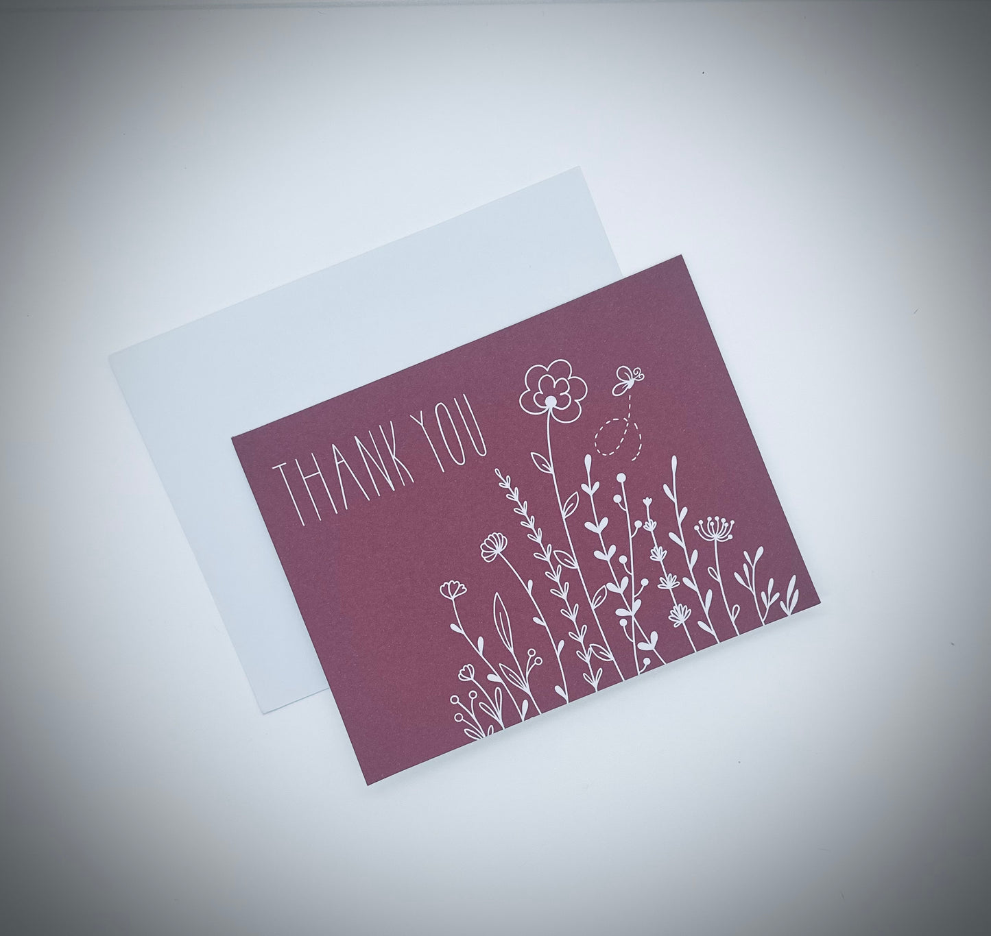 Thank You with flowers - Single Greeting Card