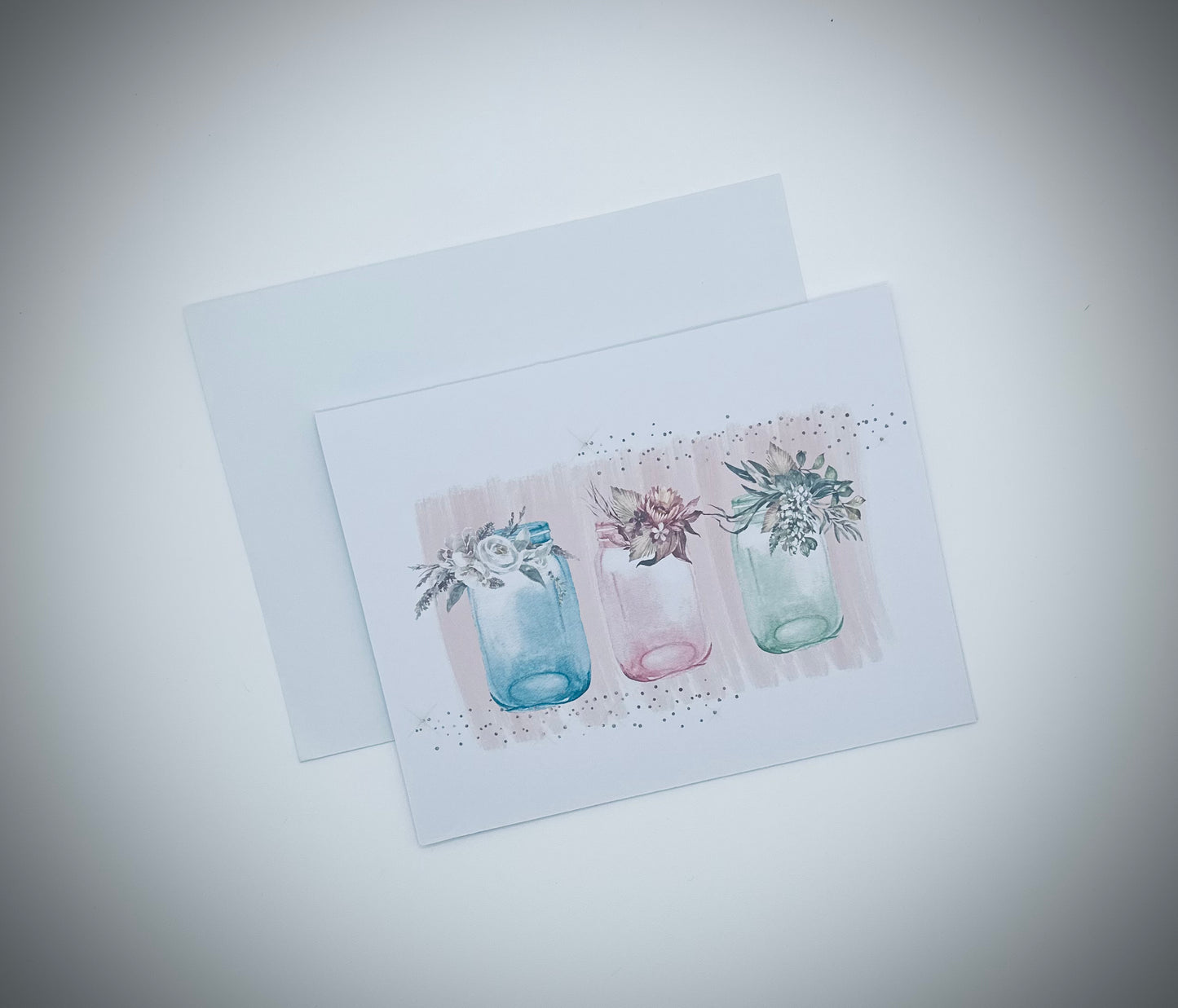 Everyday Greeting Card - Watercolor Mason Jars - Single Greeting Card