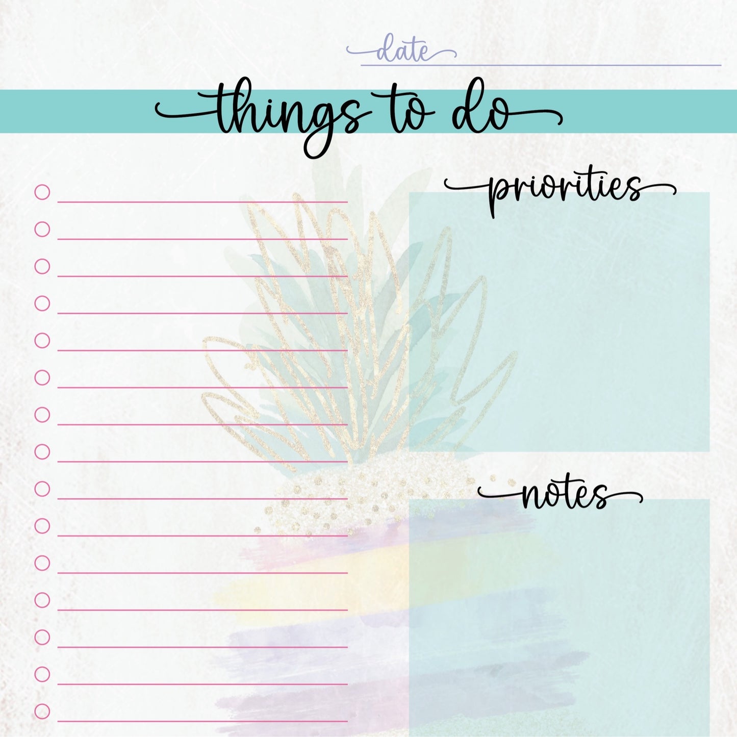 Pineapple Things to Do Planner Notepad