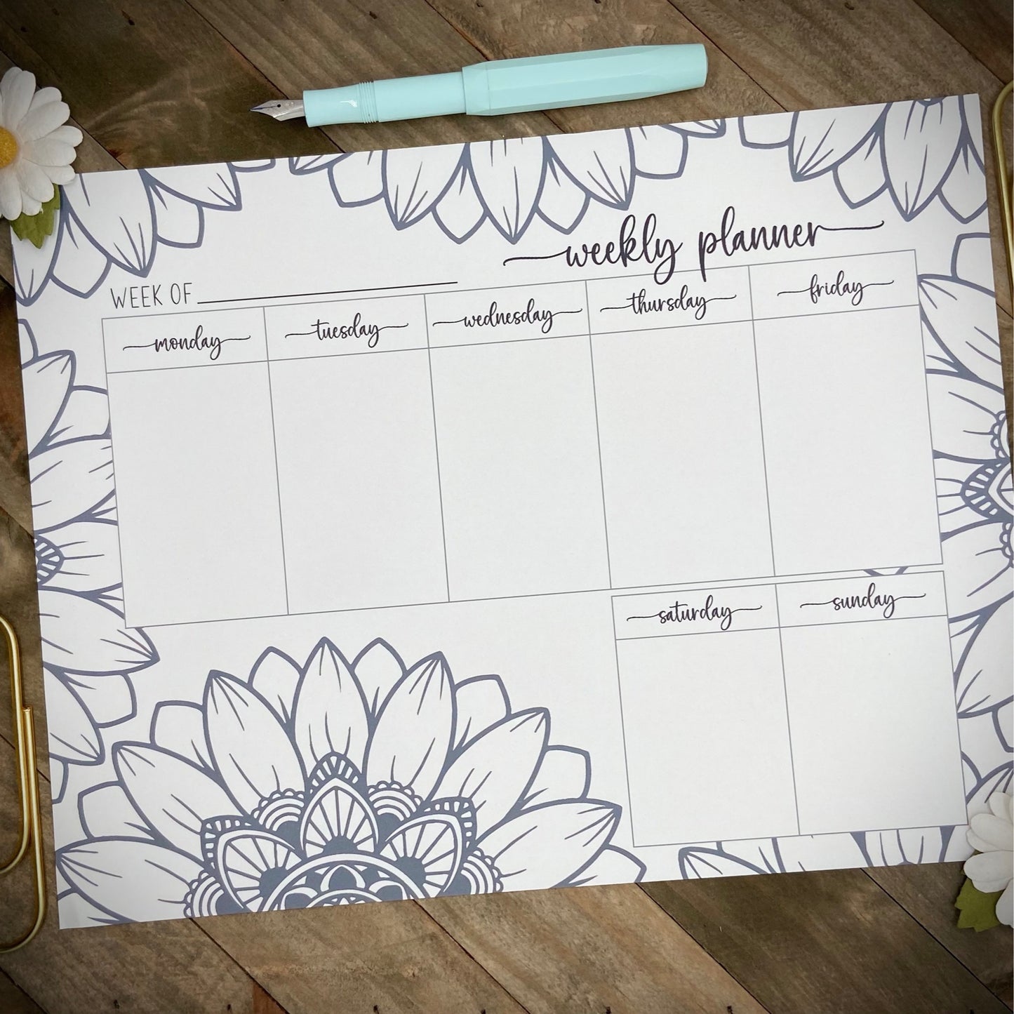 Coloring Page Weekly Planner Notepad