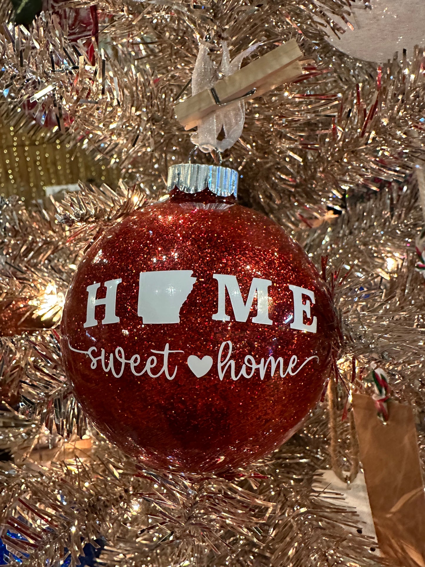 Arkansas Home Sweet Home Glass Ornament